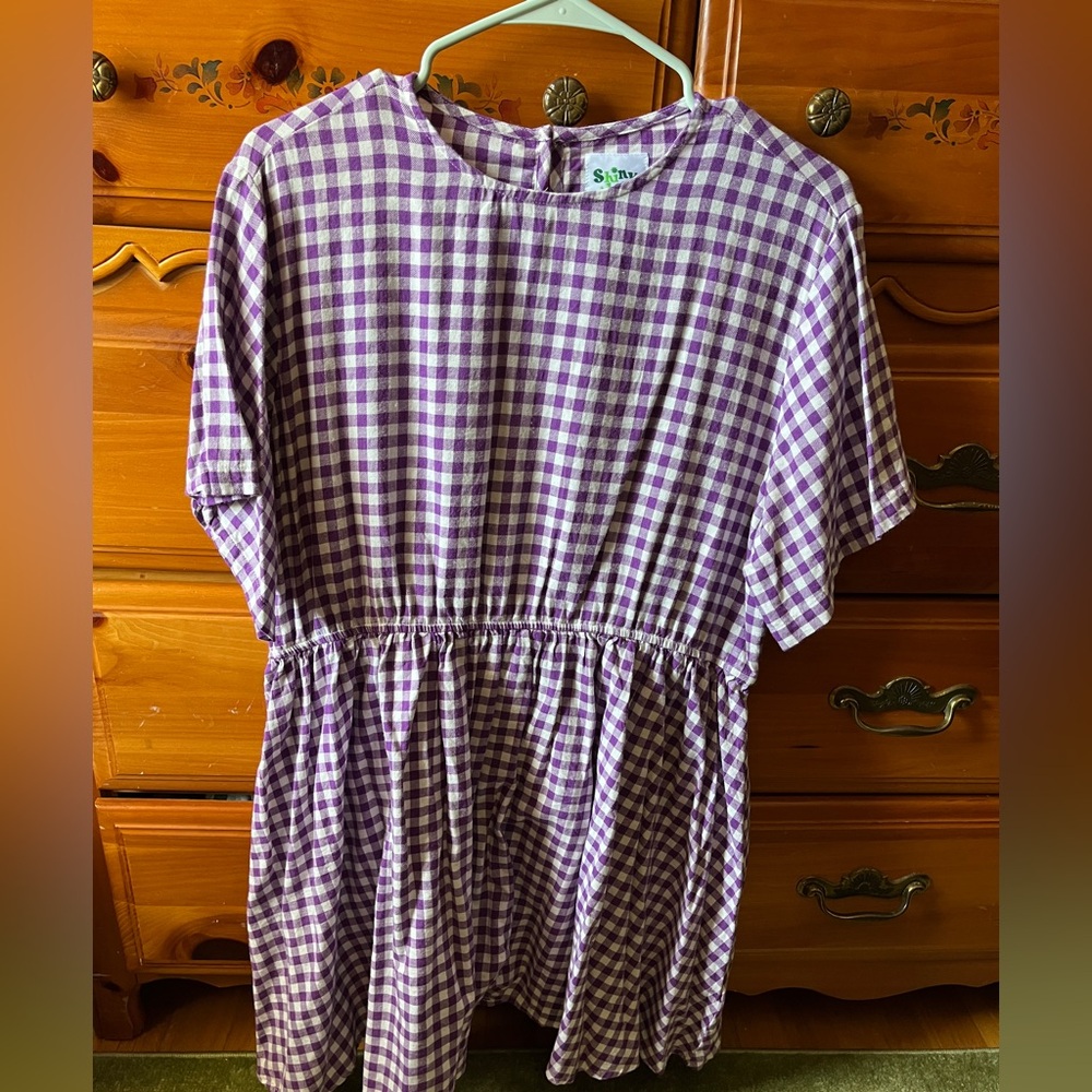 Shiny By Nature Purple Gingham Dress